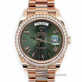 Rolex President Day-Date 40mm Diamond Bezel/Olive Green Dial