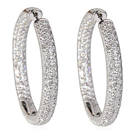 True Pave Diamond Hoop Earring in 14k White Gold 5.00 CTW