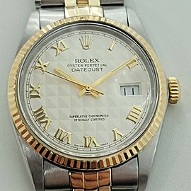 Mens Rolex Datejust Ref 16013 36mm 18k Gold SS Automatic 1980s Rare Dial RA298