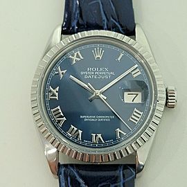 Mens Rolex Oyster Datejust 36mm 18k SS Automatic Blue Dial 1980s RA296