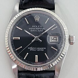 Mens Rolex Oyster Datejust 1601 36mm 18k White Gold SS Automatic 1970s