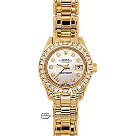 Rolex YG Lady-Datejust Pearlmaster MOP Diamond Dial Watch