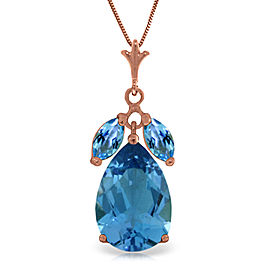 14K Solid Rose Gold Necklace with Natural Blue Topaz