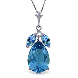 6.5 CTW 14K Solid White Gold Miles To Go Blue Topaz Necklace