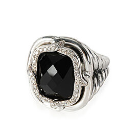 David Yurman Labyrinth Onyx Diamond Ring in Sterling Silver