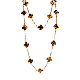 Van Cleef & Arpels Alhambra Tiger's Eye Necklace in 18k Yellow Gold