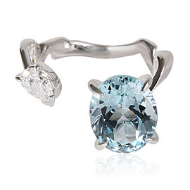 Dior Diorama Precieuse Diamond Aquamarine Ring in 18k White Gold