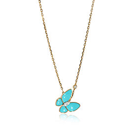 Van Cleef & Arpels Two Butterfly Pendant With Diamond & Turquoise