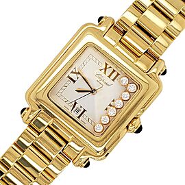 Chopard Happy Sport 27mm White Dial Square Yellow Gold Quartz Watch