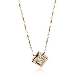 GIA Certified Bezel Set Princess Cut Pendant in 14K Yellow Gold