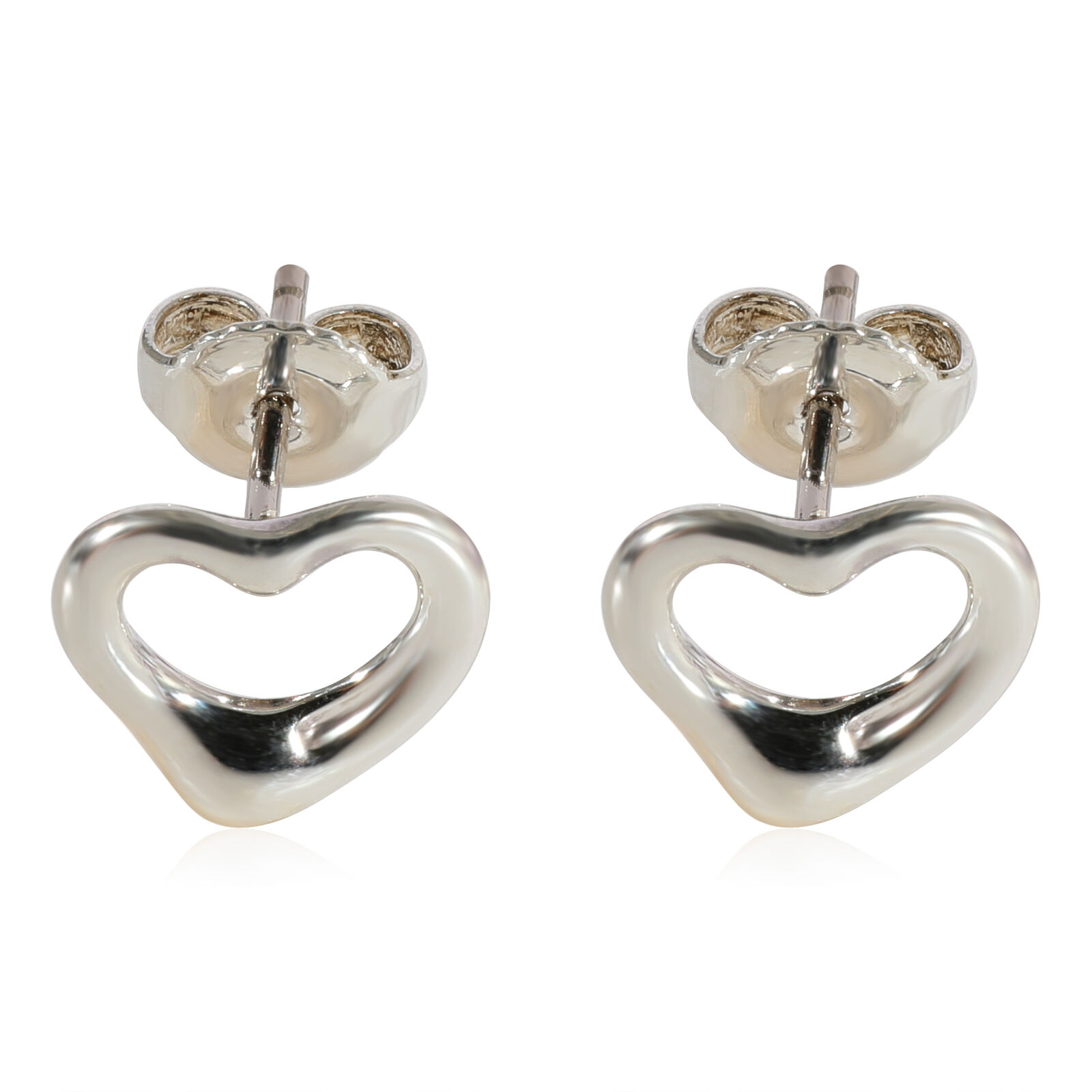 Tiffany & Co. Elsa Peretti .925 Sterling Silver authentic Open Heart Stud Earrings