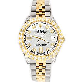 Rolex Datejust 31mm 2-Tone Watch 4.4ct Diamond White MOP Dial/Bezel/Case/Lugs