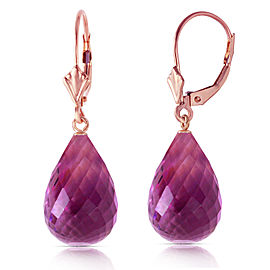 14 CTW 14K Solid Rose Gold Amethyst Briolette Swing Earrings