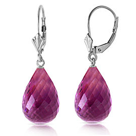 14 CTW 14K Solid White Gold Almost Touching Amethyst Earrings