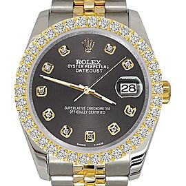 Rolex Datejust 116233 36mm 3.05CT Diamond Bezel/Rhodium Gray Dial Jubilee Watch