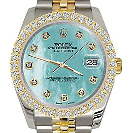 Rolex Datejust Diamond Bezel/Aquamarine Blue Jubilee Watch