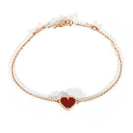 Van Cleef & Arpels Sweet Alhambra Bracelet With Carnelian Heart in 18KT Gold