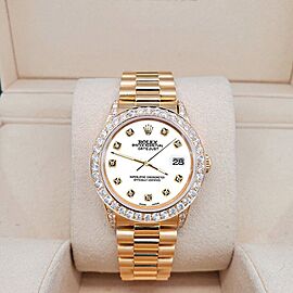 Rolex President Datejust Diamond Bezel/Lugs/White Dial Gold Watch