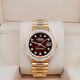 Rolex President Datejust Diamond Bezel/Lugs/Maroon Vignette Watch