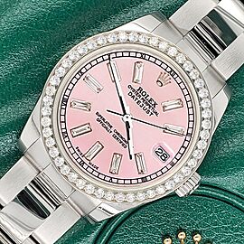 Rolex Datejust 31mm 1.2ct Diamond Bezel/Pink Baguette Diamond Dial