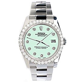 Rolex Datejust 36mm Light Malachite Dial Watch with Custom Diamond Bezel