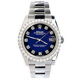 Rolex Datejust 3 Blue Vignette Dial with Custom Diamond Bezel