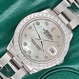 Rolex Datejust Midsize 31mm 1.52ct Bezel/Champagne MOP Diamond Dial Oyster Watch