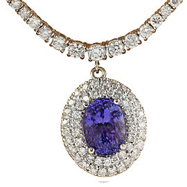 12.11 Carat Tanzanite 18K Gold Diamond Necklace