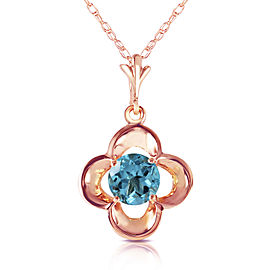 14K Solid Rose Gold Necklace with Natural Blue Topaz