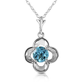 0.55 CTW 14K Solid White Gold Try Again Blue Topaz Necklace