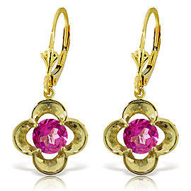 1.1 CTW 14K Solid Gold Leverback Earrings Natural Pink Topaz