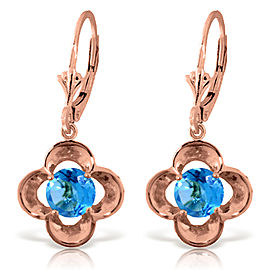 1.1 CTW 14K Solid Rose Gold Blue Topaz Bloom Earrings