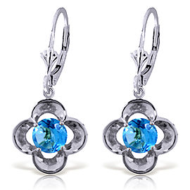 1.1 CTW 14K Solid White Gold Incentive Blue Topaz Earrings