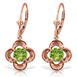 1.1 CTW 14K Solid Rose Gold Peridot Bloom Earrings