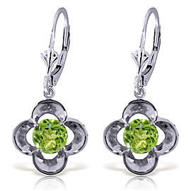 1.1 CTW 14K Solid White Gold Foundations Peridot Earrings