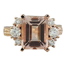 5.30 Carat Morganite 14K Rose Gold Diamond Ring