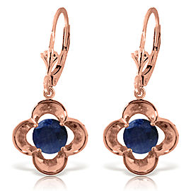 1.1 CTW 14K Solid Rose Gold Leverback Earrings Natural Sapphire