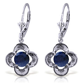 1.1 CTW 14K Solid White Gold Leverback Earrings Natural Sapphire