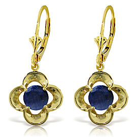 1.1 CTW 14K Solid Gold Leverback Earrings Natural Sapphire