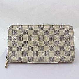 Louis Vuitton Damier Azur Long Zippy Organizer Wallet Zip Around White 871029