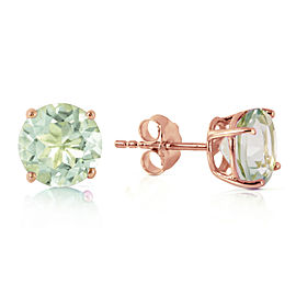 3.1 CTW 14K Solid Rose Gold Stud Earrings Natural Green Amethyst