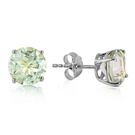 3.1 CTW 14K Solid White Gold Stud Earrings Natural Green Amethyst