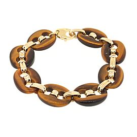 Tiger Eye Mariner Link Bracelet 14k Yellow Gold