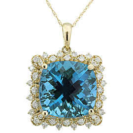 17.52 Carat Topaz 14K Yellow Gold Diamond Necklace