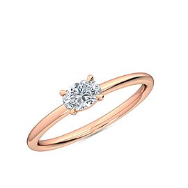 0.25 Ct Horizontal Oval Cut Petite Lab Grown Diamond Ring in 14K Rose Gold