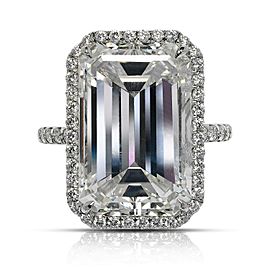 13 CARAT EMERALD CUT F COLOR VS2 CLARITY DIAMOND HALO ENGAGEMENT RING PLATINUM CERTIFIED 12 CT F VS2 BY MIKE NEKTA