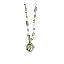 Parade Designs 18K White Gold Diamond Lace Intricate Pendant and Necklace Chain