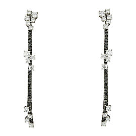 Staurino Fretelli 18K White And Black Gold With White And Black Diamonds Line Earrings