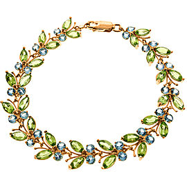 14K Solid Rose Gold Butterfly Bracelet with Peridot & Blue Topaz