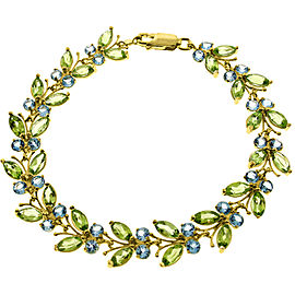 16.5 CTW 14K Solid Gold Butterfly Bracelet Peridot Blue Topaz